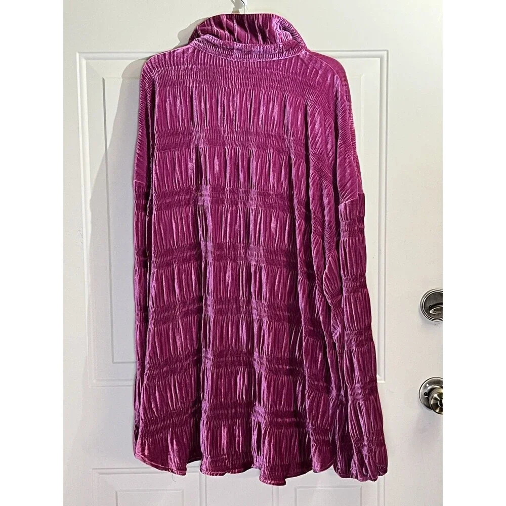 BiBi Love The Drama Hibiscus Purple Velvet Blouse XL - Picture 5 of 11